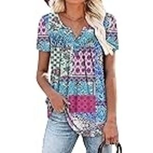 Colorful Geometric Short Sleeve Top